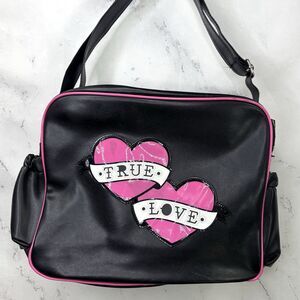 Vintage Y2k Sourpuss Black Bowling Purse Bag Whimsigoth Tattoo Flash True Love